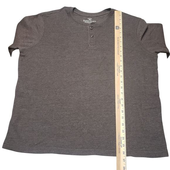 Mens Vintage Faded Glory Waffle Knit Henley Shirt Brown XL 46–48 Long Sleeve Top - Picture 7 of 9